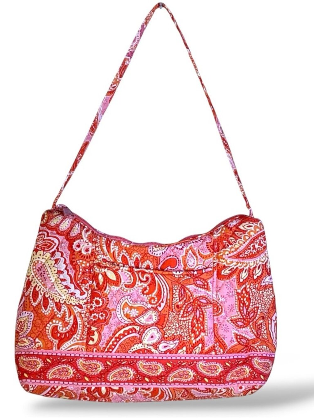 Vera Bradley Shoulder Bag Paisley Sherbet Vintage quilted cotton Pink Orange